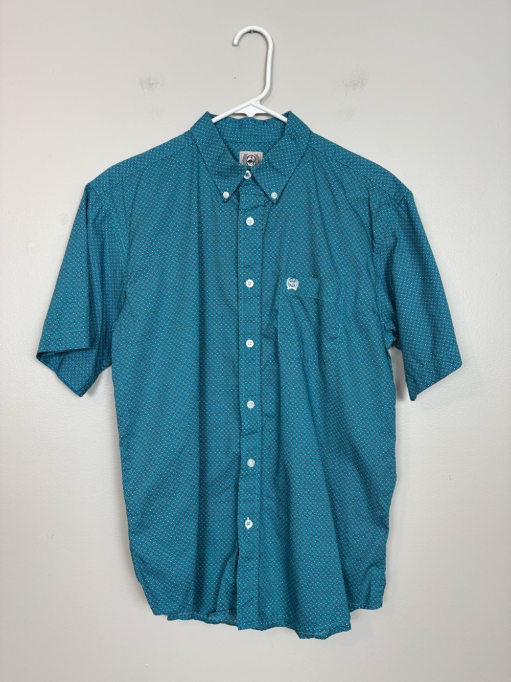 Cinch Shirt Boys XXL Button Front Short Sleeve Rodeo Western Geometric in Blue